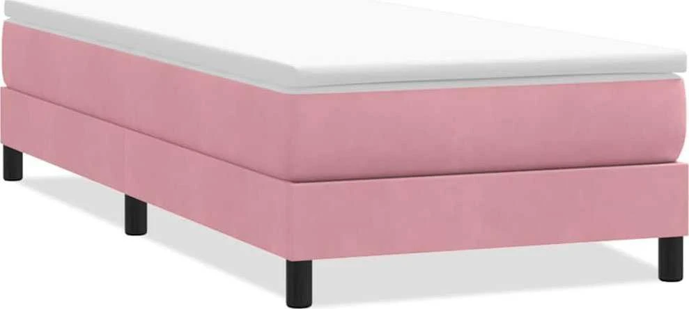 Box Spring Lova be čiužinio Rožinė 100x210 cm aksomas