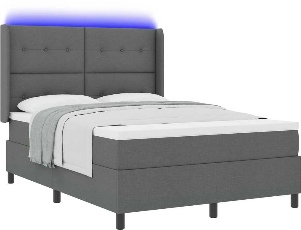 LED Čiužinio Lova Tamsiai pilka 160 x 200 cm audinys