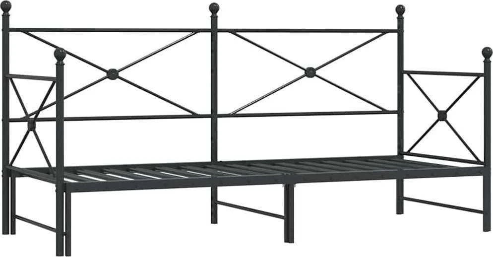 Lova kušetė su kušete be čiužinio Juodas 75x190 cm Plienas