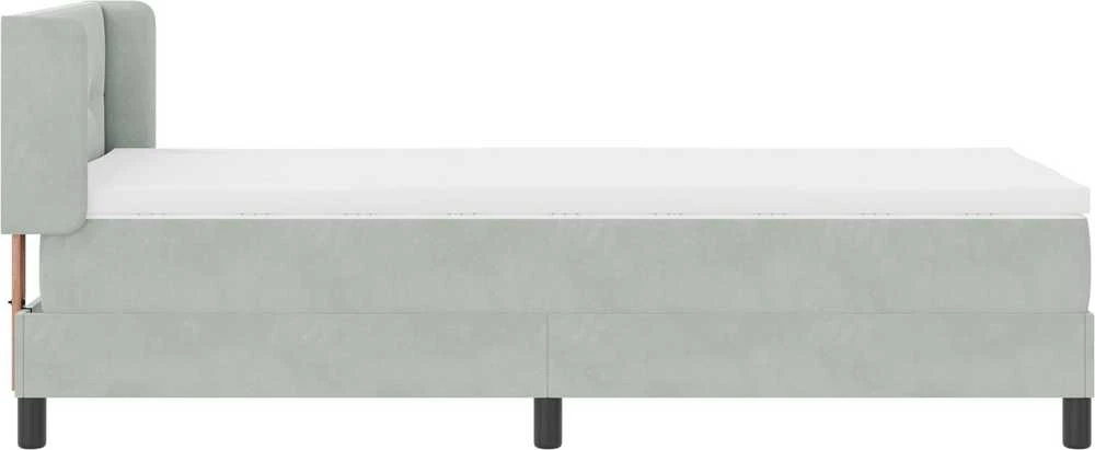 Kiemas lova su galvūgalio Šviesiai pilka 200 x 90 cm Aksomas