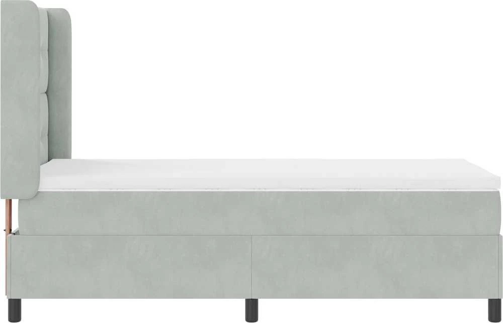Kiemas lova su galvūgalio Šviesiai pilka 100 x 200 cm Aksomas