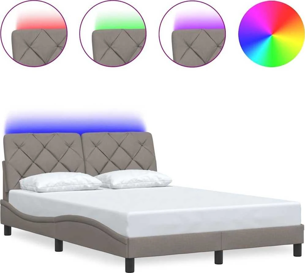 Lovos rėmas su LED be čiužinio, taupe spalvos, 140x200 cm