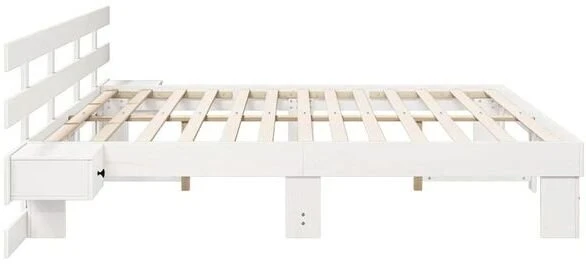 Lovos rėmas Balta 200 x 200 cm Kietos pušies mediena