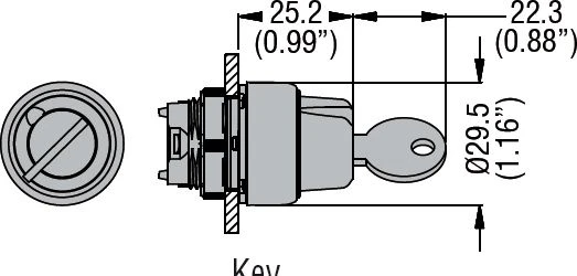 Lovato Electric 2 padėčių jungiklio pavara su negrįžtamuoju raktu (LPCS320)