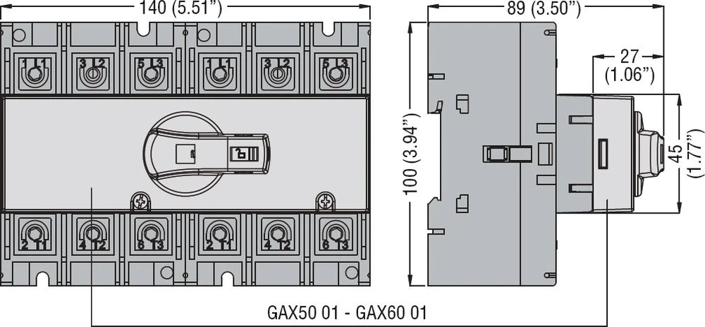 Lovato Electric 6 vnt. sankaba I-0-II sistemai iš 63A (GAX5001)