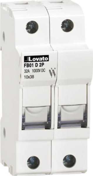 Lovato Electric DC PV saugiklio bazė 2P 32A 1000V 10x38mm FB01D2P