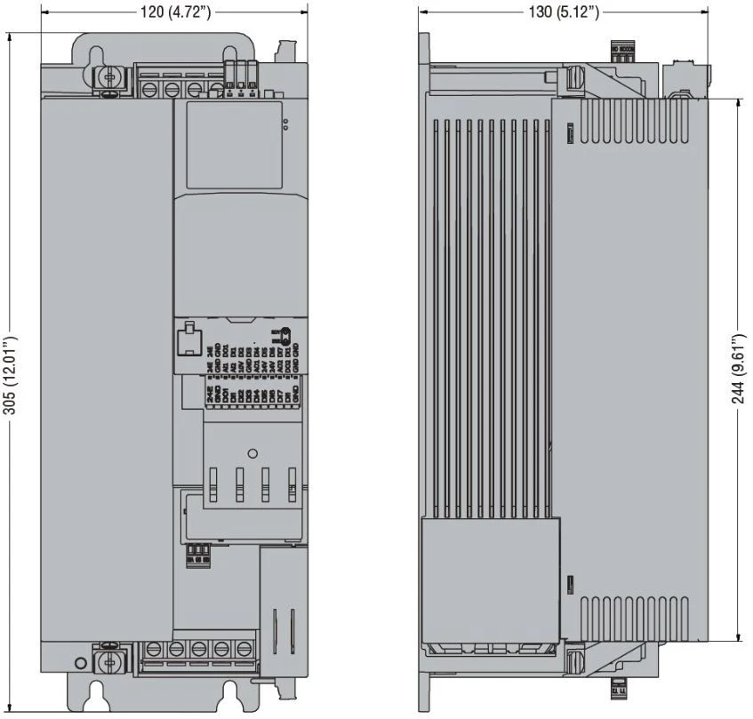 Lovato Electric III fazės apgręžiklis 7.5kW Uwe = 3x400- 480V, Uwy = 3x400- 480V / 17A EMC filtras (VLB30075A480)
