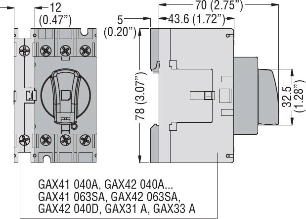 „Lovato Electric“ ketvirtas polius 40A, skirtas GA016A-GA040A (GAX42040A)