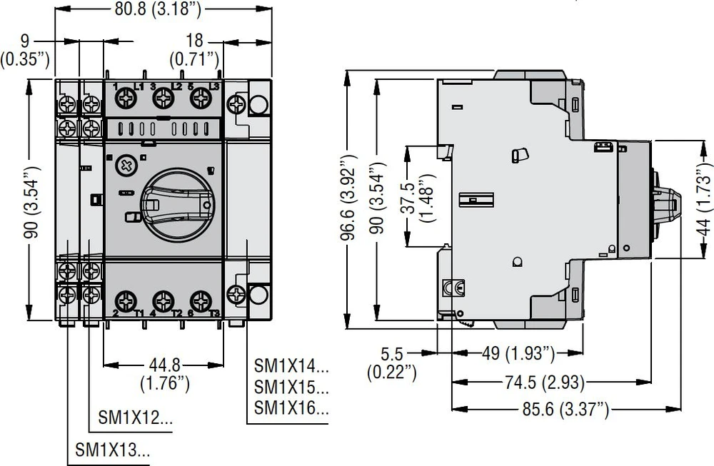 Lovato Electric „Lovato“ elektrinis rankenėlės variklio grandinės pertraukiklis 6,3 – 10 A 100 kA 400 V (SM1R1000)