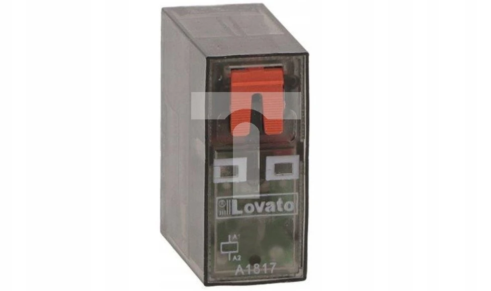 Lovato Electric Miniatiūrinė relė su LED indikatoriumi ir mechaniniu mygtuku, 24 V nuolatinės srovės valdymas, 2 kontaktai/išėjimai, 8 A, HR5XS2 lizdams
