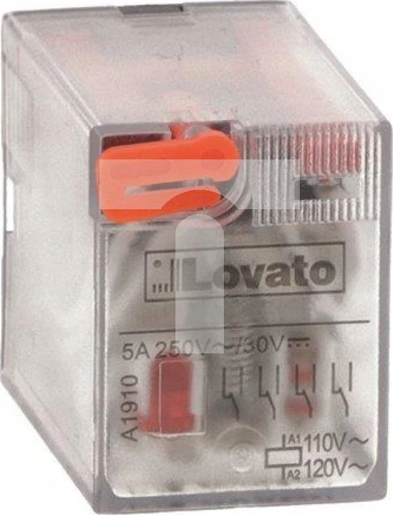 Lovato Electric Pramoninė relė su LED indikatoriumi ir mechaniniu mygtuku, 24VAC, 4C/O, 5A valdymas, skirta HR6XS4.. lizdams
