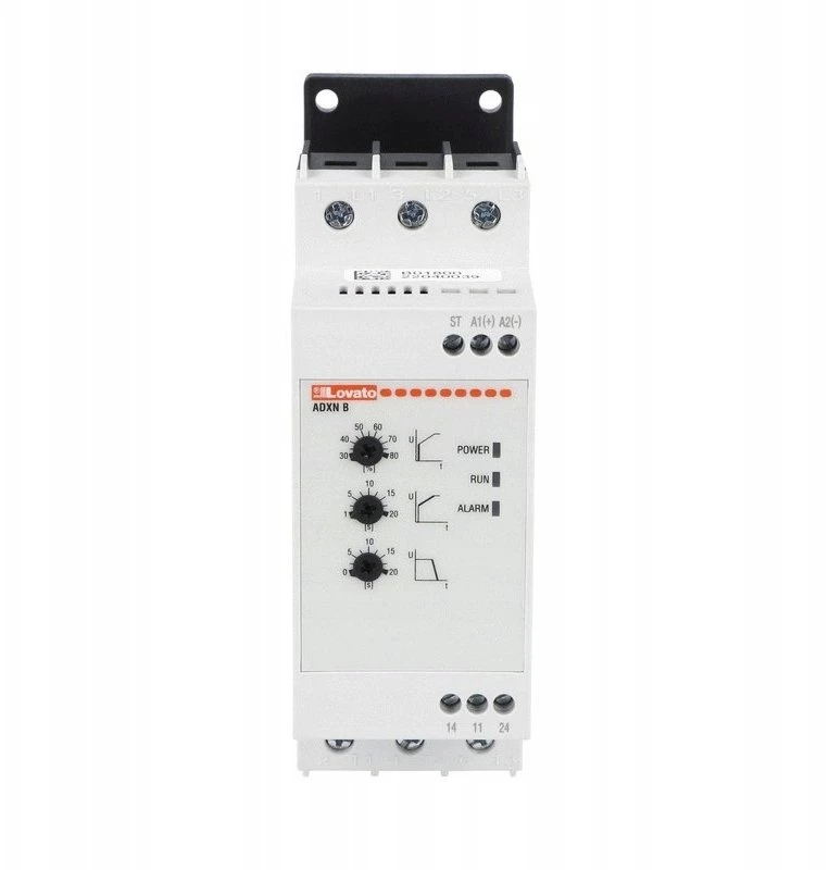 Lovato Electric Švelnus paleidiklis 2,2kW prie 400VAC 6A integruota apėjimo relė pagalbinis maitinimas 100...240VAC. ADXNB006