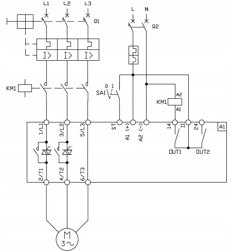 Lovato Electric Švelnus paleidiklis 2,2kW prie 400VAC 6A integruota apėjimo relė pagalbinis maitinimas 100...240VAC. ADXNB006
