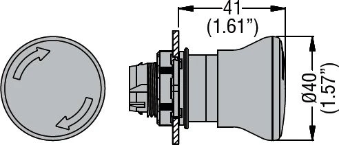 Lovato LPCBL6644 mygtuko techninis matmenų brėžinys
