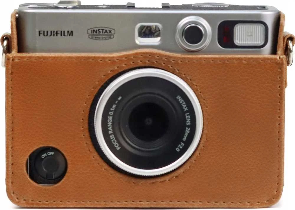 „LoveInstant“ dėklas 5 viename: dėklas + stiklas + 64 nuotraukų albumas + nuotraukų dėklas + rėmeliai, skirti „Fuji Instax Mini Evo“ / rudas