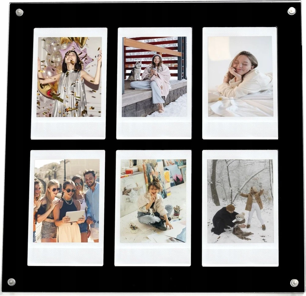 LoveInstant 6 nuotraukų rėmelis, skirtas Fujifilm INSTAX Mini / Xiaomi / Polaroid / Canon / HP / Kodak - ZINK / juodas