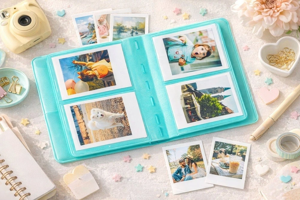 „LoveInstant“ nuotraukų albumas, 64x, skirtas „Fuji Instax Mini 99 41 12 40 11 9 Evo Liplay Link“ / žalias