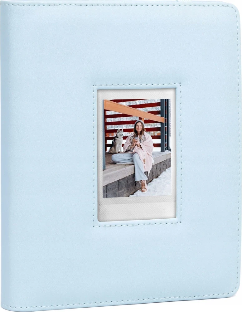 LoveInstant nuotraukų albumas 288vnt. skirtas Fuji Instax Canon Xiaomi Polaroid HP Kodak ZINK / Langas ant dangtelio / mėlynas