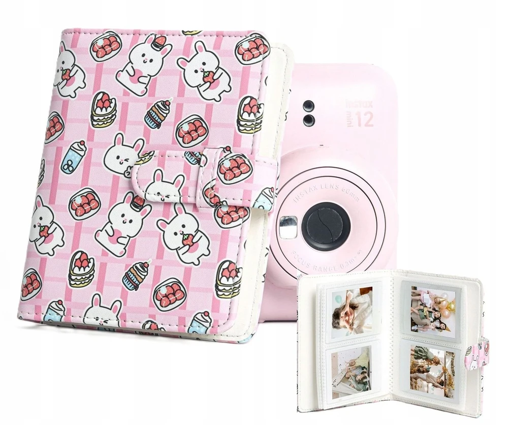 LoveInstant fotoalbumas 64 nuotraukoms, skirtas Fujifilm Instax Mini 99 41 12 40 11 Evo Liplay Link / Braškių triušiai