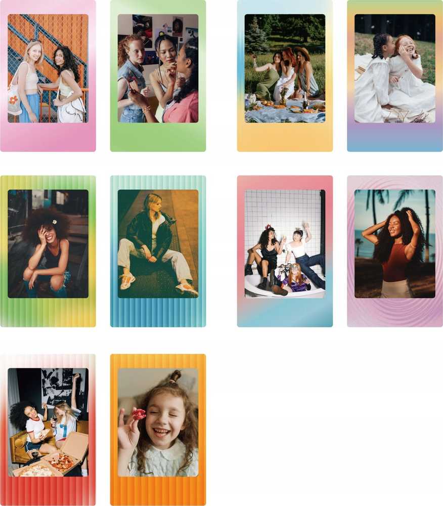 LoveInstant Rinkinys 10x Naklejki Ramki Do Fuji Instax Mini 99 12 11 40 Evo Liplay Link / Gradient