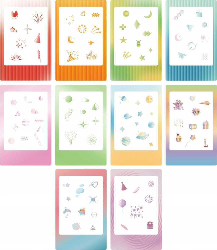 LoveInstant Rinkinys 10x Naklejki Ramki Do Fuji Instax Mini 99 12 11 40 Evo Liplay Link / Gradient