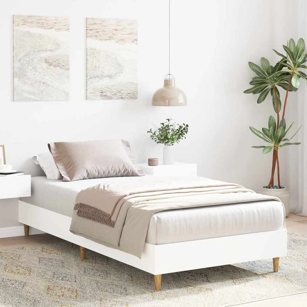 Lovos rėmas Be Čiužinio Baltas 90x190 cm Inžinierinė mediena