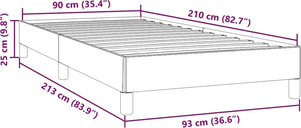 Lova Lovos rėmas be čiužinio Juodas 90x210 cm aksomas