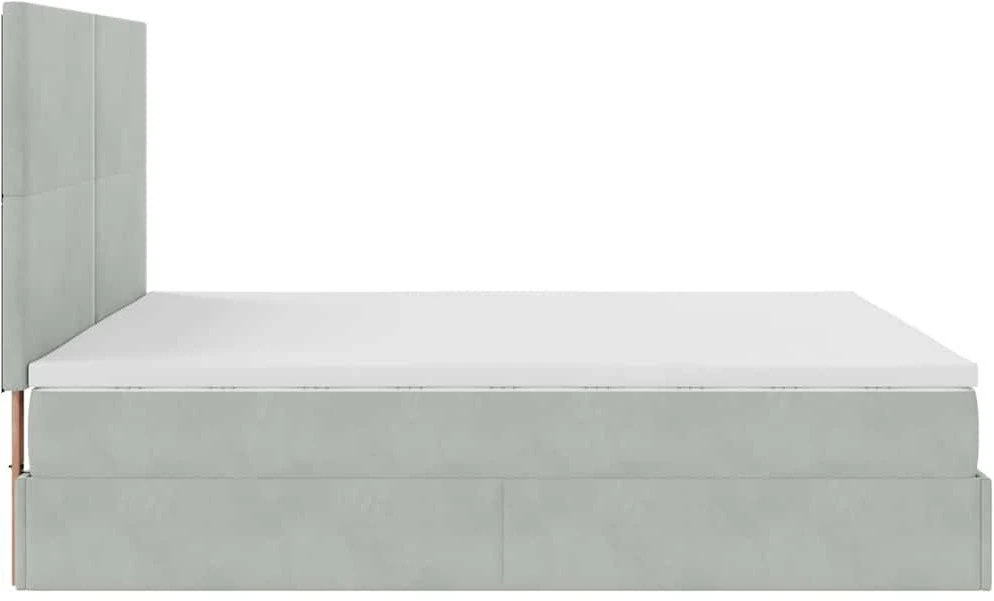 Osmanų lovos rėmas su čiužiniais, pilkas, 180x200cm, aksomas