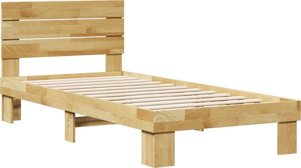 Lova lovos rėmas su galvūgaliu be čiužinio 75x190 cm ąžuolo masyvo