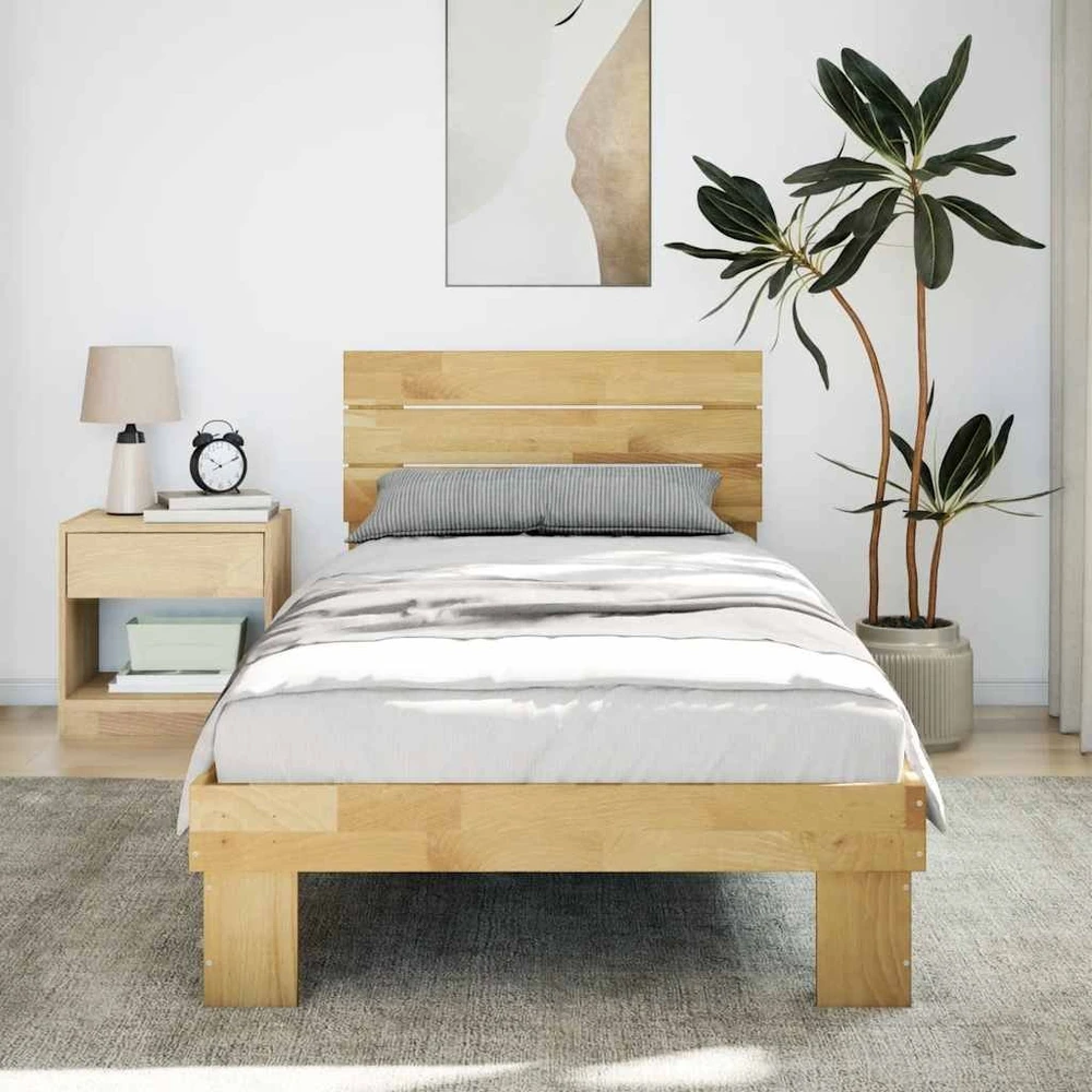 Lova lovos rėmas su galvūgaliu be čiužinio 75x190 cm ąžuolo masyvo