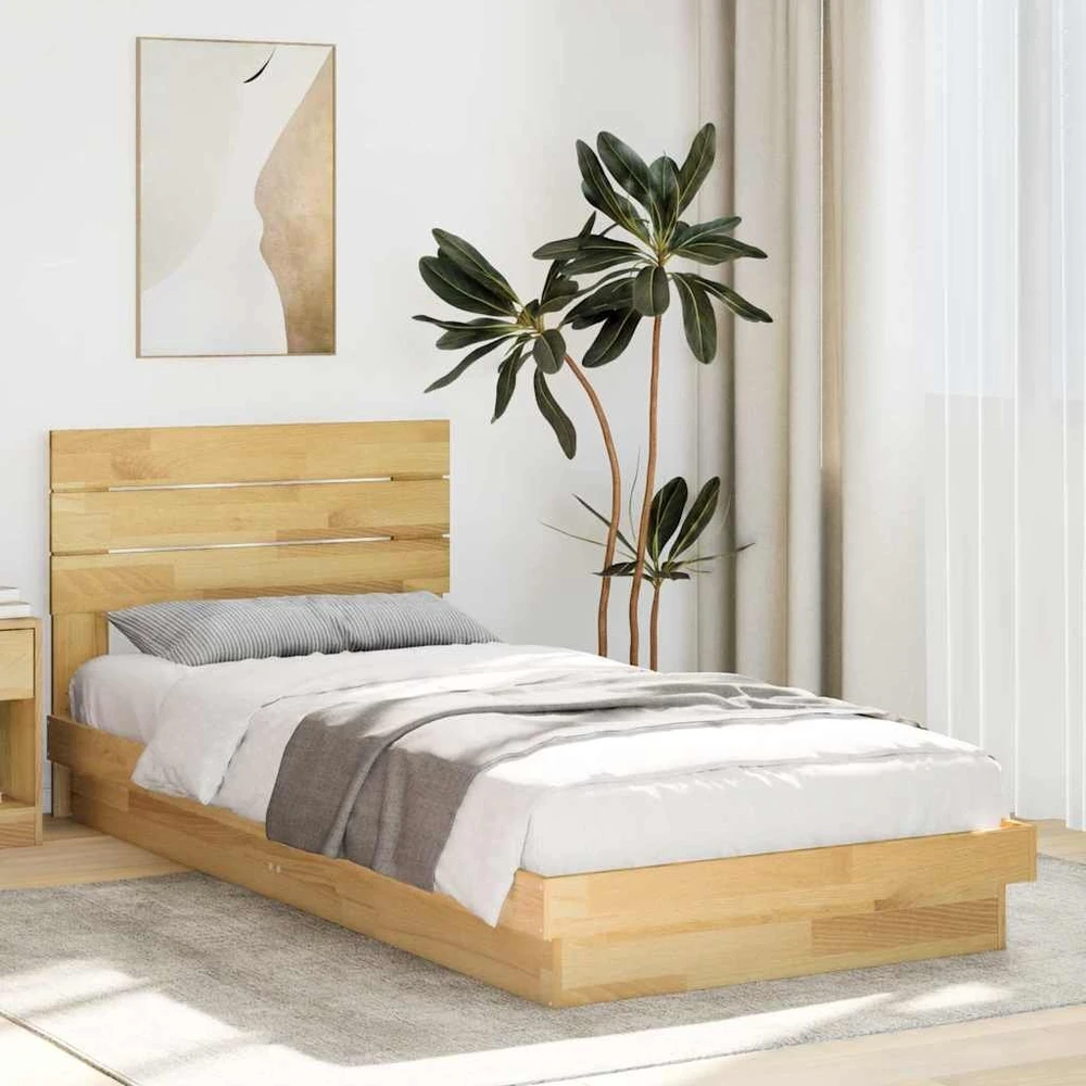 Lova lovos rėmas su galvūgaliu be čiužinio 75x190 cm ąžuolo masyvo