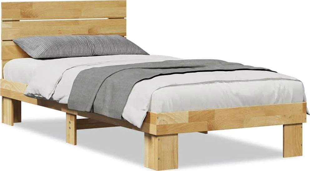 Lova lovos rėmas su galvūgaliu be čiužinio 75x190 cm ąžuolo masyvo