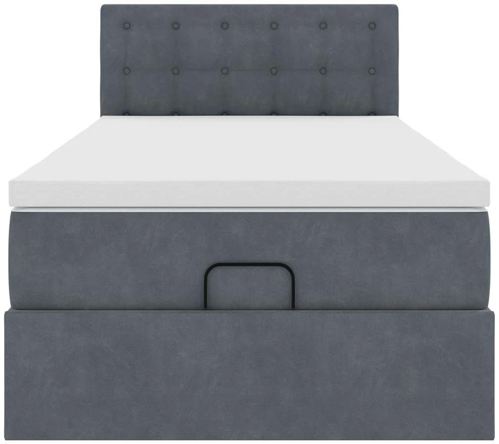 Osmanų lovos rėmas su čiužiniu, pilkas, 100x200cm, aksomas