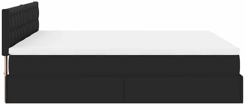 Osmanų lovos rėmas su čiužiniais, juodas, 180x200cm, dirbt. oda