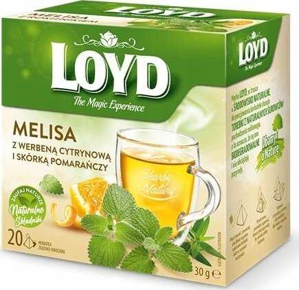 Žolelių arbatos gėrimas LOYD, Melisa su citrinine aloyzija ir apelsino žievelės skoniu, 20x2 g