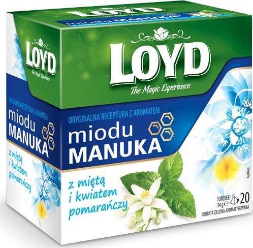 Aromatizuota žalioji arbata LOYD mėtos ir Manuka medaus skonio, 20x1,7g