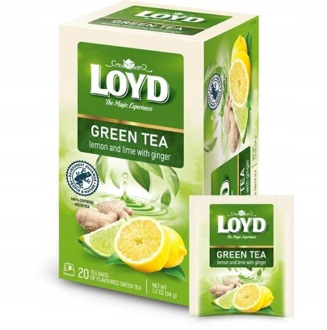 LOYD žalioji arbata su citrina, laimu ir imbieru pakuotė