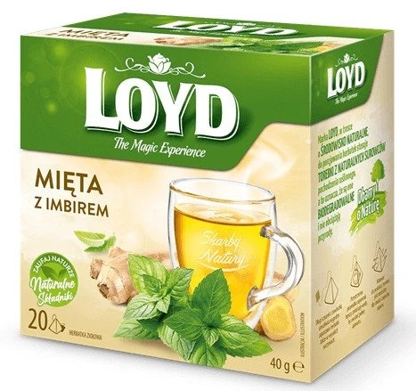 Arbata LOYD, mėtos ir imbiero skonio, 20x2 g