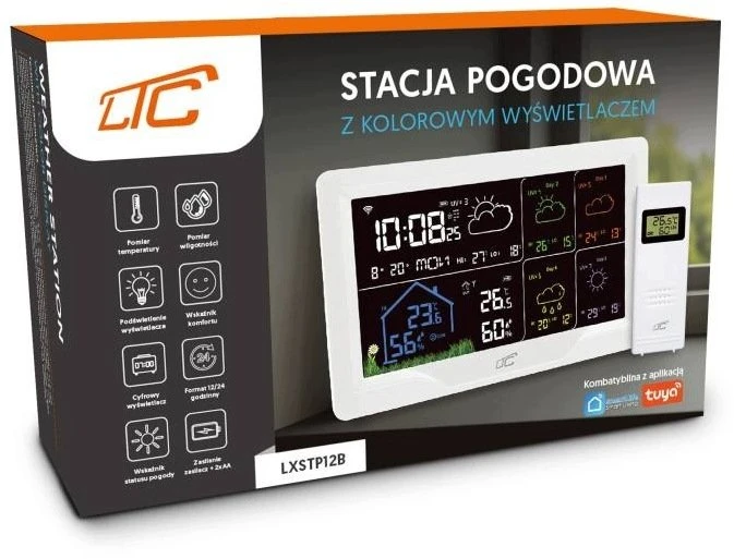 LTC Išmanioji orų stotelė su spalvotu ekranu Balta TUYA (LXSTP12B)