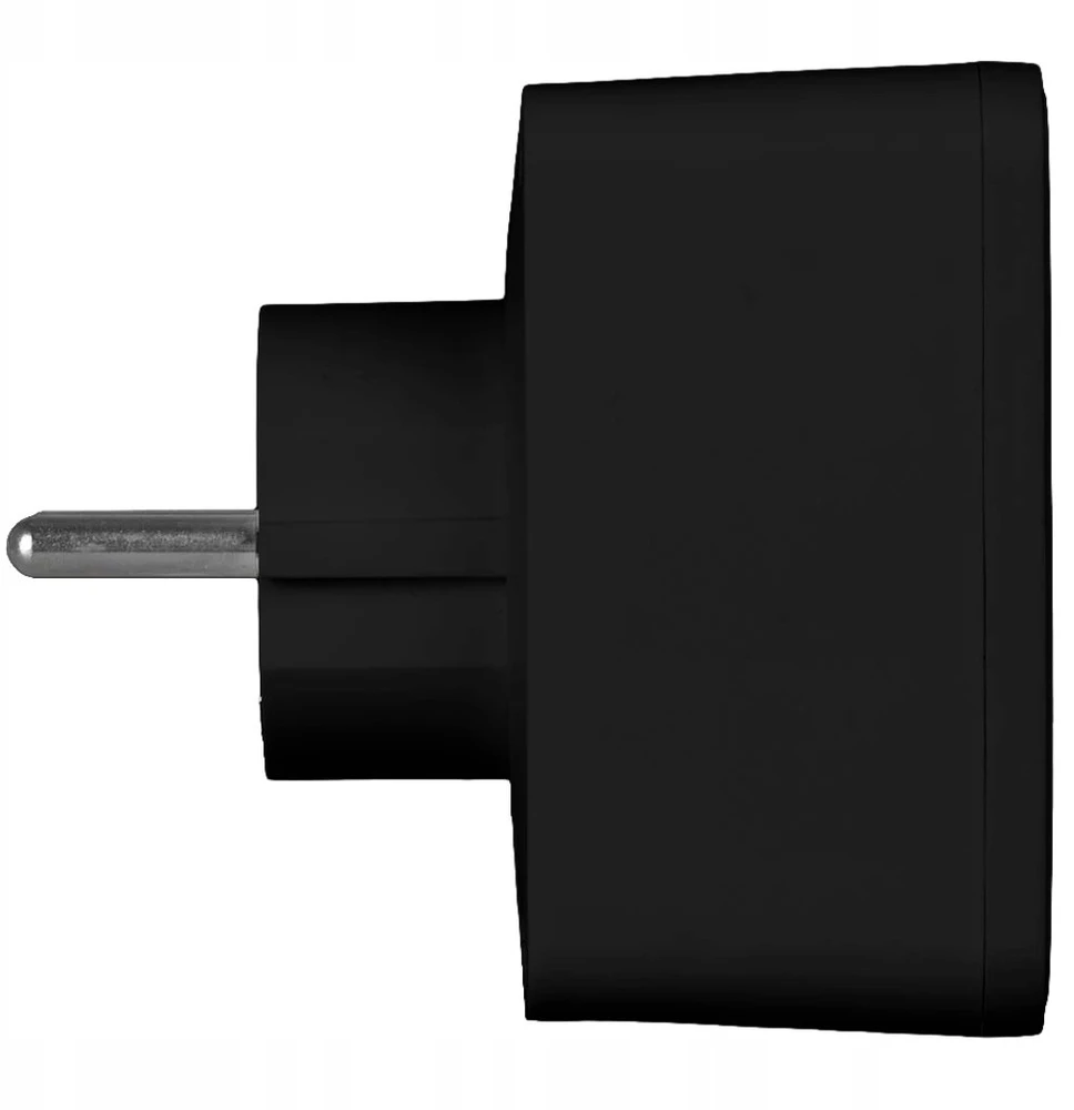 LTC Tinklo skirstytuvas su naktine lempute: 1 apvalus lizdas su įžeminimu + 1 plokščias lizdas + 1x USB + 1x USB-C 3A Juodas