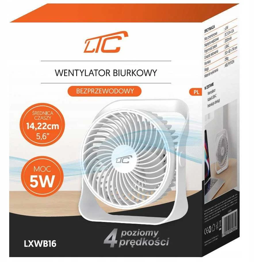LTC Belaidis stalo ventiliatorius WB16 5,6" USB-C 2000mAh