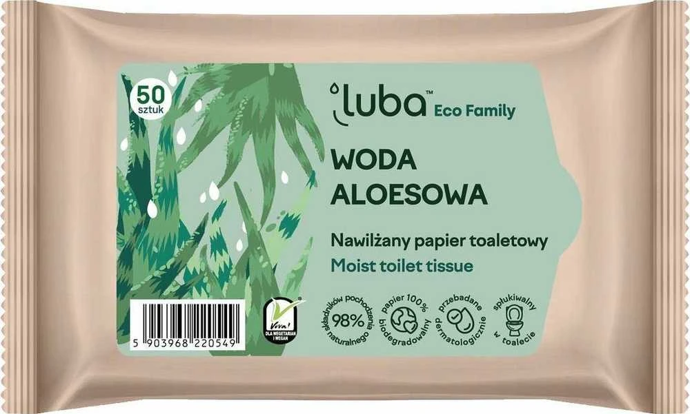 Luba Eco Family šlapias tualetinis popierius su Aloe Vanduo 50 vnt.