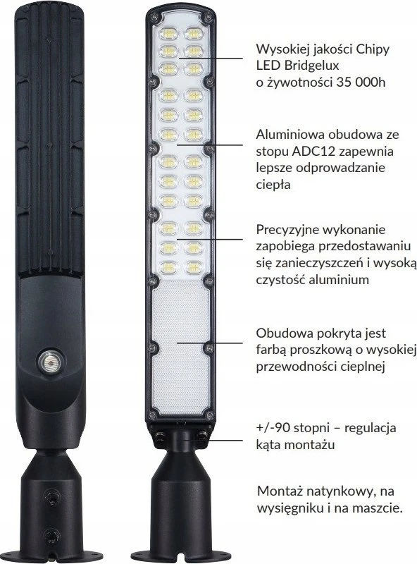 Lubinis šviestuvas BestService Lumax Era LU100ERA gatvės šviestuvas 100W 12000lm 4000K NW 840 IP65 su prieblandos jutikliu ir kampo reguliavimu