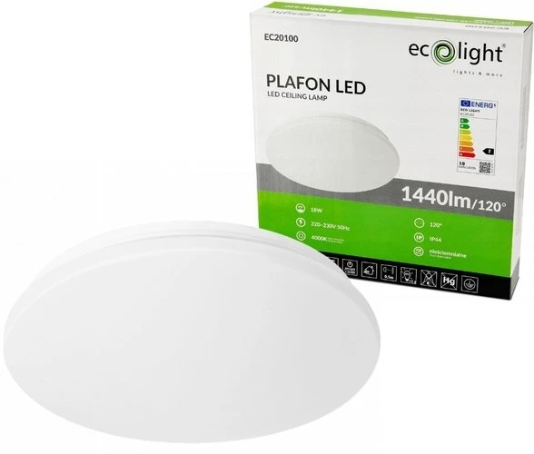 Lubinis šviestuvas Liustro šviestuvas Ecolight Plafon LED 18W 1440lm IP44 4000K