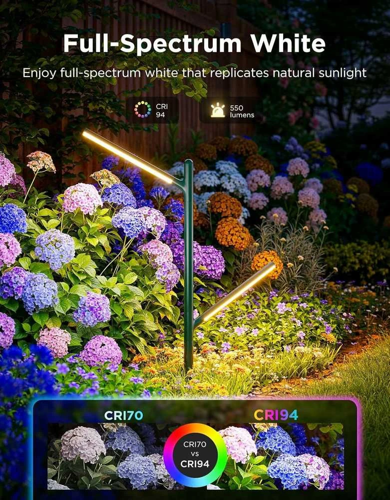 Govee H7086 RGBICWW LED sodo šviestuvai | RGBWW, 1100 lm, 2,4 GHz „Wi-Fi“ + „Bluetooth“, IP66