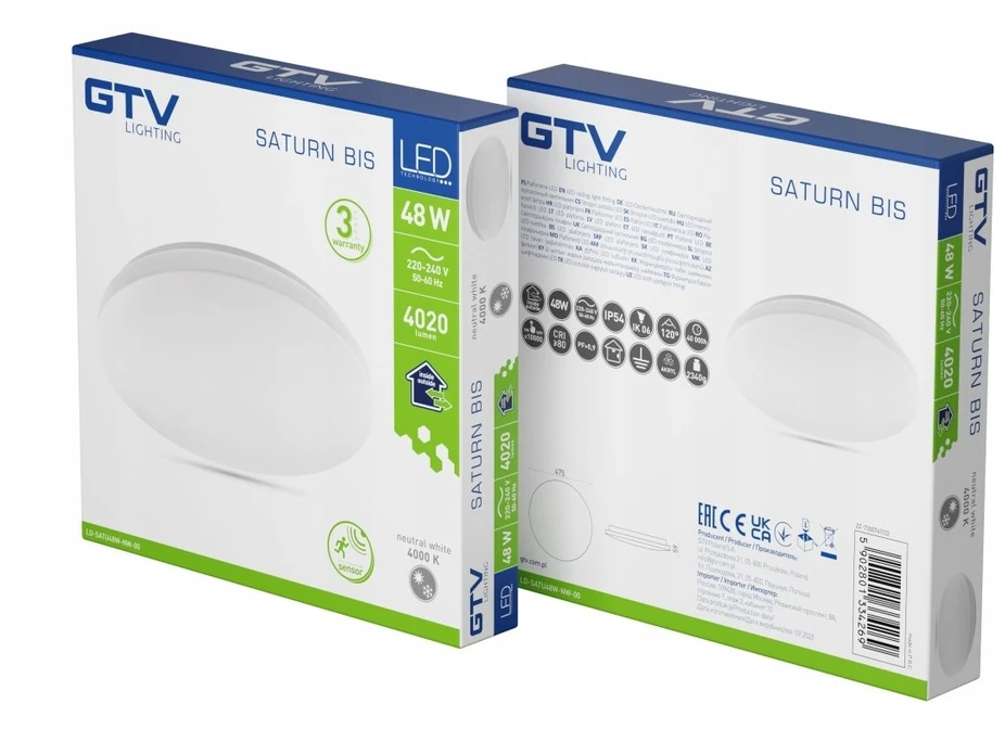 Lubinis šviestuvas GTV LED lubinis šviestuvas SATURN BIS 48W 4020lm 4000K IP54 fi475mm LD-SATU48W-NW-00