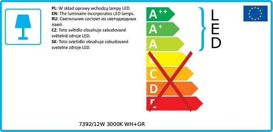 Lubinis šviestuvas Italux 12W LED paviršinis šviestuvas MOLDES BIG, baltos/pilkos sp., 3000K