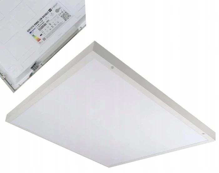 Lubinis šviestuvas Ecolight Įleidžiama LED panelė 595x595x34 - 60x60cm ant tinko/po tinku 50W 5500lm 4000K balta IP20 su maitinimo šaltiniu (EC61274)