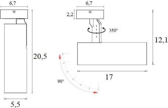 Lubinis šviestuvas Projektorius lubinis MAXlight Viršutinis spot reguliuojamas SHINEMAKER C0209 Maxlight metalinis vamzdis downlight miegamajam baltas