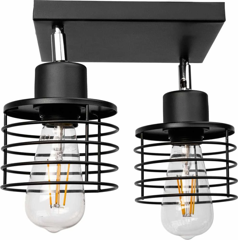 Pakabinamas šviestuvas Orno ISLA sieninis ir lubinis šviestuvas, maks. galia 2x60W, E27, juodas, kvadratinis cokolis